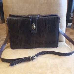 Vintage 70's La Benci snake Skin Leather shoulder crossbody bag purse signed